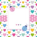Ladybugs and hearts greeting card Royalty Free Stock Photo