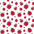 Red Lady Bugs and Ladybirds Flat Pattern Royalty Free Stock Photo