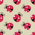 Ladybugs seamless background repeating pattern, wallpaper background, cute seamless pattern background