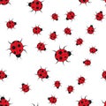 Ladybugs seamless pattern in cartoon style Royalty Free Stock Photo