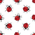 Ladybugs seamless pattern. Vector