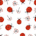Ladybugs seamless pattern.