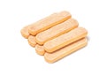 Ladyfingers or savoiardi biscuit, italian desserts and sponge cookies