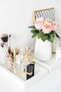 Ladys dressing table decoration with flowers, beautiful details, Royalty Free Stock Photo