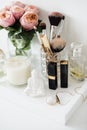 Ladys dressing table decoration with flowers, beautiful details, Royalty Free Stock Photo