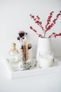 Ladys dressing table decoration with flowers, beautiful details, Royalty Free Stock Photo