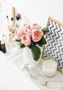 Ladys dressing table decoration with flowers, beautiful details, Royalty Free Stock Photo