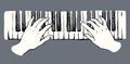 Hands on the keyboard. Vector drawing