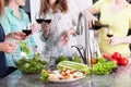 Ladys spending time in kitchen Royalty Free Stock Photo