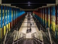 Laeken, Brussels Capital Region - Belgium - Colorful contemporary design of the Bockstael underground metro station