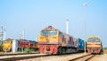 Laem Chabang,Thailand:Three locomotives parking.