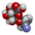 Laetrile molecule. Derivative of amygdalin. Used in quack cancer treatment. 3D rendering. Atoms are represented as spheres with Royalty Free Stock Photo