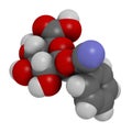 Laetrile molecule. Derivative of amygdalin. Used in quack cancer treatment. 3D rendering. Atoms are represented as spheres with Royalty Free Stock Photo