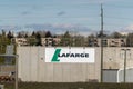 A Lafarge sign. A French industrial company specializing in cement, construction aggregates