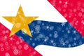Lafayette, Indiana winter snowflakes flag background. United States of America