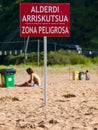 Laga beach poster for dangerous area for bathers