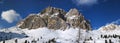 Lagazuoi mountain as seen from Passo Falzarego in winter, Dolomites, Cortina d`Ampezzo, Belluno, Veneto, Italy. Royalty Free Stock Photo