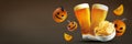 Lager beer and chips autumn Halloween holiday background Royalty Free Stock Photo