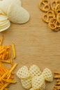 Lager beer and snacks on table. Nuts, chips, pretzel. Royalty Free Stock Photo