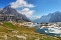 Laghi dei Piani, mountain lakes near refuge Locatelli and Val Fiscalina, Southern Tyrol Royalty Free Stock Photo