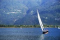 ISEO LAKE, ITALY, 20 OCTOBER, 2018: Yachting on Iseo Lake, near to Lovere town