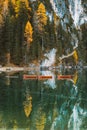 Lago di Braies, Dolomites, South Tyrol, Italy Royalty Free Stock Photo