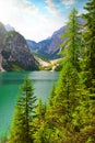 Lago di Braies Pragser Wildsee in Sudtirol, Italy