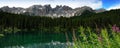 Lago di Carezza in Dolomites.