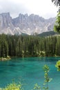 Lago di Carezza incredible Dolomites. Italy.