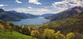 Lago di Como scenic panorama with city of Gravedona