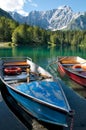 Lago di Fusine e monte Mangart with row boat