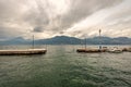 Lago di Garda Italy - Lake Garda view from the Port of Castelletto di Brenzone Italy Royalty Free Stock Photo