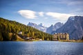 Lago di Misurina, Lake Misurina in Dolomites, Dolomiti mountain, Auronzo di Cadore, Belluno, Italy Royalty Free Stock Photo