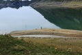 Lago di Montespluga, reservoir, in the Spluegen Mountain pass in Italy, Lombardy