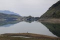 Lago di Montespluga, reservoir, in the Spluegen Mountain pass in Italy, Lombardy