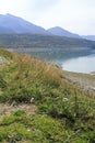 Lago di Montespluga, reservoir, in the Spluegen Mountain pass in Italy, Lombardy