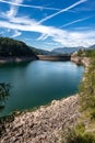 Lago di Paneveggio - Lake with dam - Trentino Alto Adige Italy Royalty Free Stock Photo