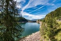 Lago di Paneveggio - Lake with dam - Trentino Alto Adige Italy Royalty Free Stock Photo