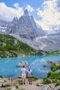 Lago di Sorapis in the Italian Dolomites, milky blue lake Lago di Sorapis, Lake Sorapis, Royalty Free Stock Photo