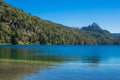 Lago Espejo Grande near Villa la Angostura in Neuquen Province, Argentina. Beautiful sunset on Lago Espejo Grande