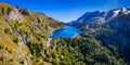 Lago Fedaia Fedaia Lake, Fassa Valley, Trentino Alto Adige, an artificial lake and a dam near Canazei city, located at the foot Royalty Free Stock Photo