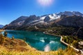 Lago Fedaia Fedaia Lake, Fassa Valley, Trentino Alto Adige, an artificial lake and a dam near Canazei city, located at the foot