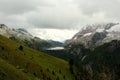 Lago Fedaia - Snowy Mountains Dolomites - The Italian Alps Royalty Free Stock Photo