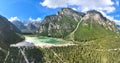 Lago Landro - Panoramica aerea dall\'alto del paesaggio sulle Dolomiti di Sesto