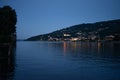 Lago Maggiore, Italy. Town of Stresa seen from the lake by night