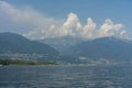 Lago maggiore lake scenery with mountain water and cloudy sky Royalty Free Stock Photo