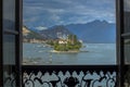 View from the terrace to two of the Borromean Islands in Lake Maggiore, Italy. Royalty Free Stock Photo