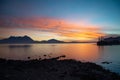 Lake - Lago Maggiore, Italy: Surise light seen from Isola dei Pescatori Royalty Free Stock Photo