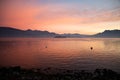 Lake - Lago Maggiore, Italy: Sunset light seen from Isola dei Pescatori Royalty Free Stock Photo