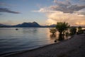 Lake - Lago Maggiore, Italy: Sunset light seen from Isola dei Pescatori Royalty Free Stock Photo